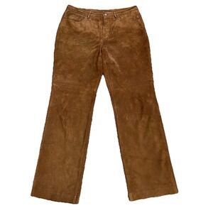 VTG Talbots Suede Leather Pants Women's 12 Lined Caramel Brown Boho Chic Retro‎